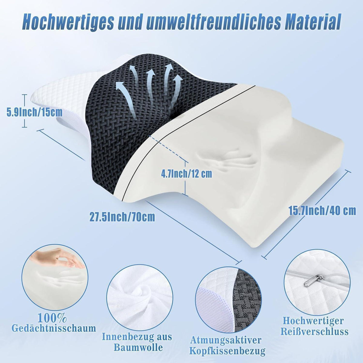Ergonomisches Nackenkissen Memory Foam Seitenschläfer