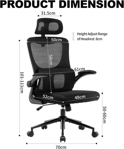 Ergonomischer Bürostuhl mit Kopfstütze und Lordosenstütze