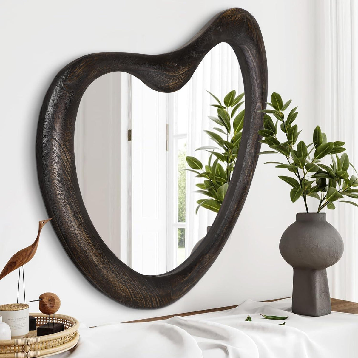 Asymmetrischer Wandspiegel 70x50cm – Rustikaler Badezimmer Spiegel