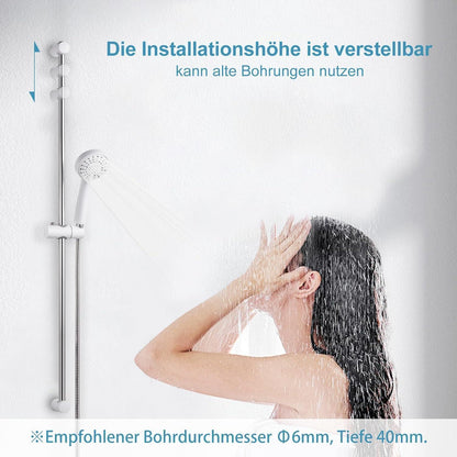 OFFO Duschset Edelstahl – Verstellbare Duschstange mit Brausekopf