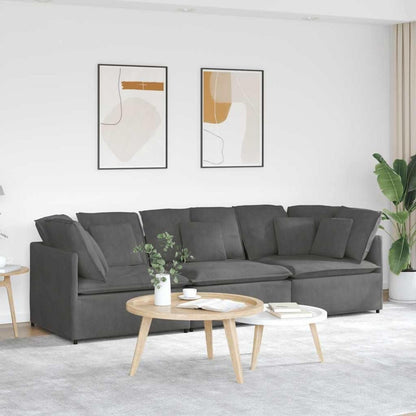 3-Sitzer Sofa Dunkelgrau mit Kissen & Moduldesign