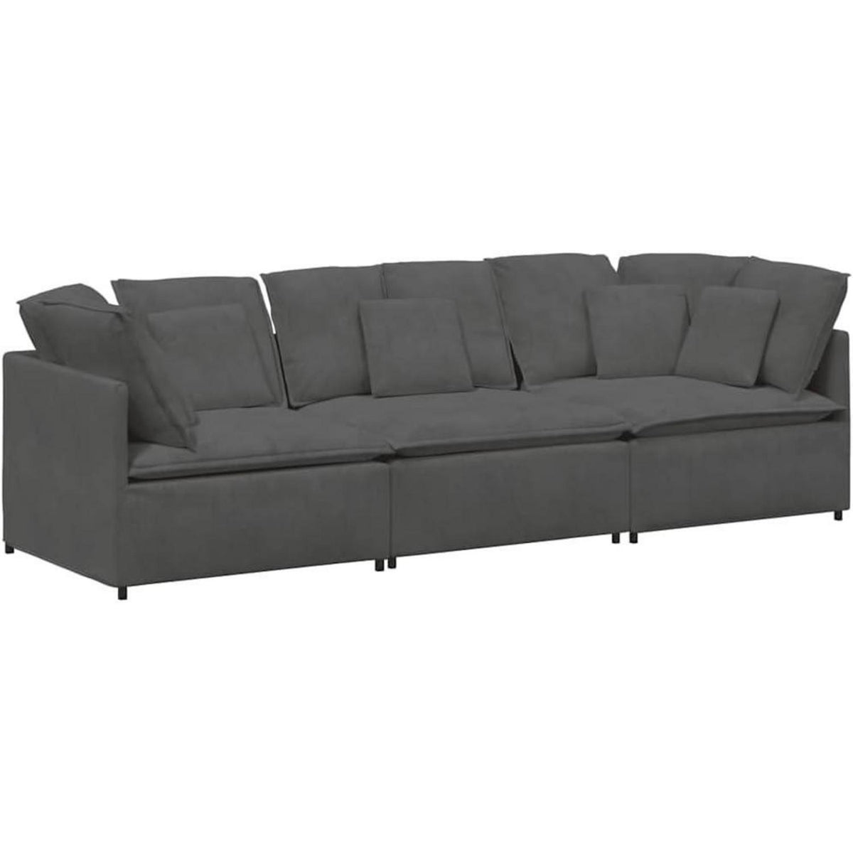 3-Sitzer Sofa Dunkelgrau mit Kissen & Moduldesign
