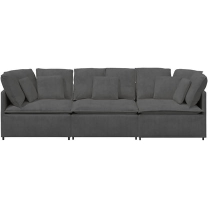 3-Sitzer Sofa Dunkelgrau mit Kissen & Moduldesign