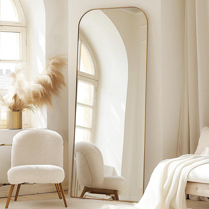 Gewölbter Standspiegel Gold – 179x65cm, Ganzkörper & Modern