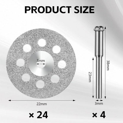 Diamant Trennscheiben Set 22mm für Rotationswerkzeug mit Dornen