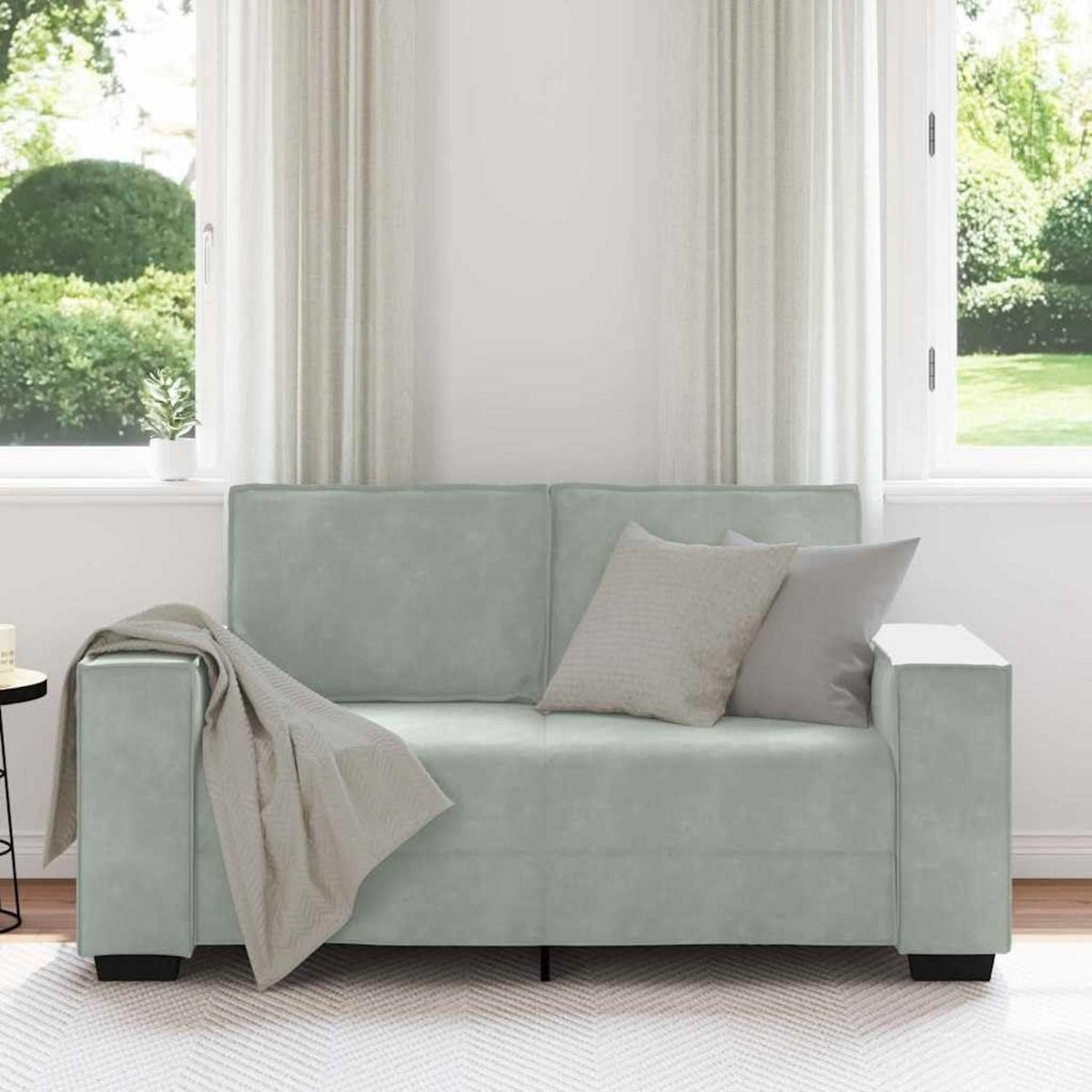 IKAYAA 2-Sitzer Sofa Stoff, 120cm – Modernes Mini Sofa in Hellgrau