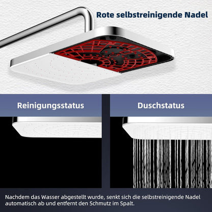 Selbstreinigendes Regenbrause-Set mit Edelstahl Duschstange