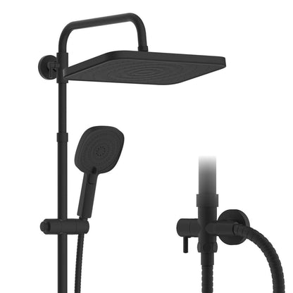Selbstreinigender Duschkopf-Set Schwarz mit Edelstahlstange & Handbrause