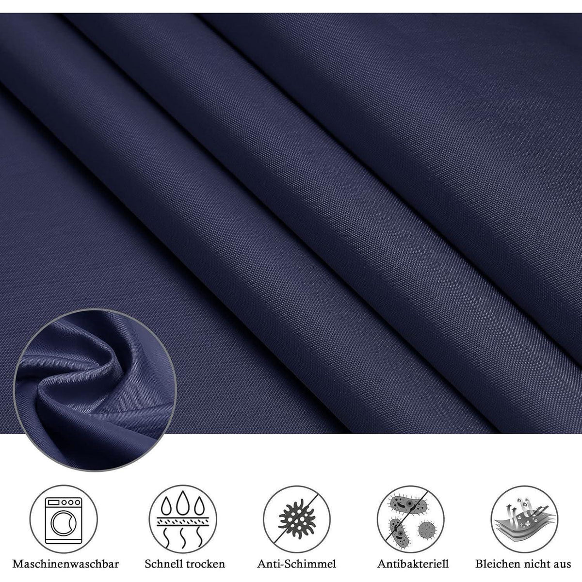 Duschvorhang Dunkelblau 180x220 cm Wasserdicht Textil