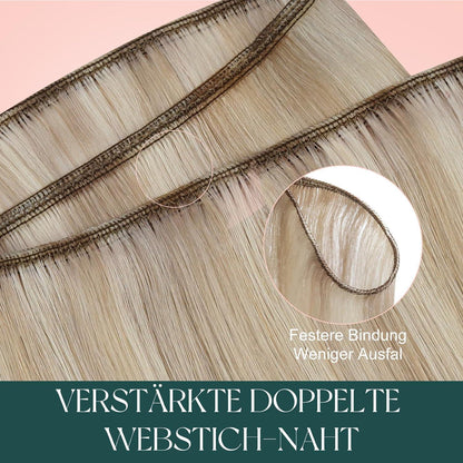 Echthaar Tressen Blond – Einnähhaare Aschblond & Gelbblond