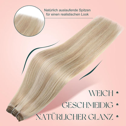 Echthaar Tressen Blond – Einnähhaare Aschblond & Gelbblond