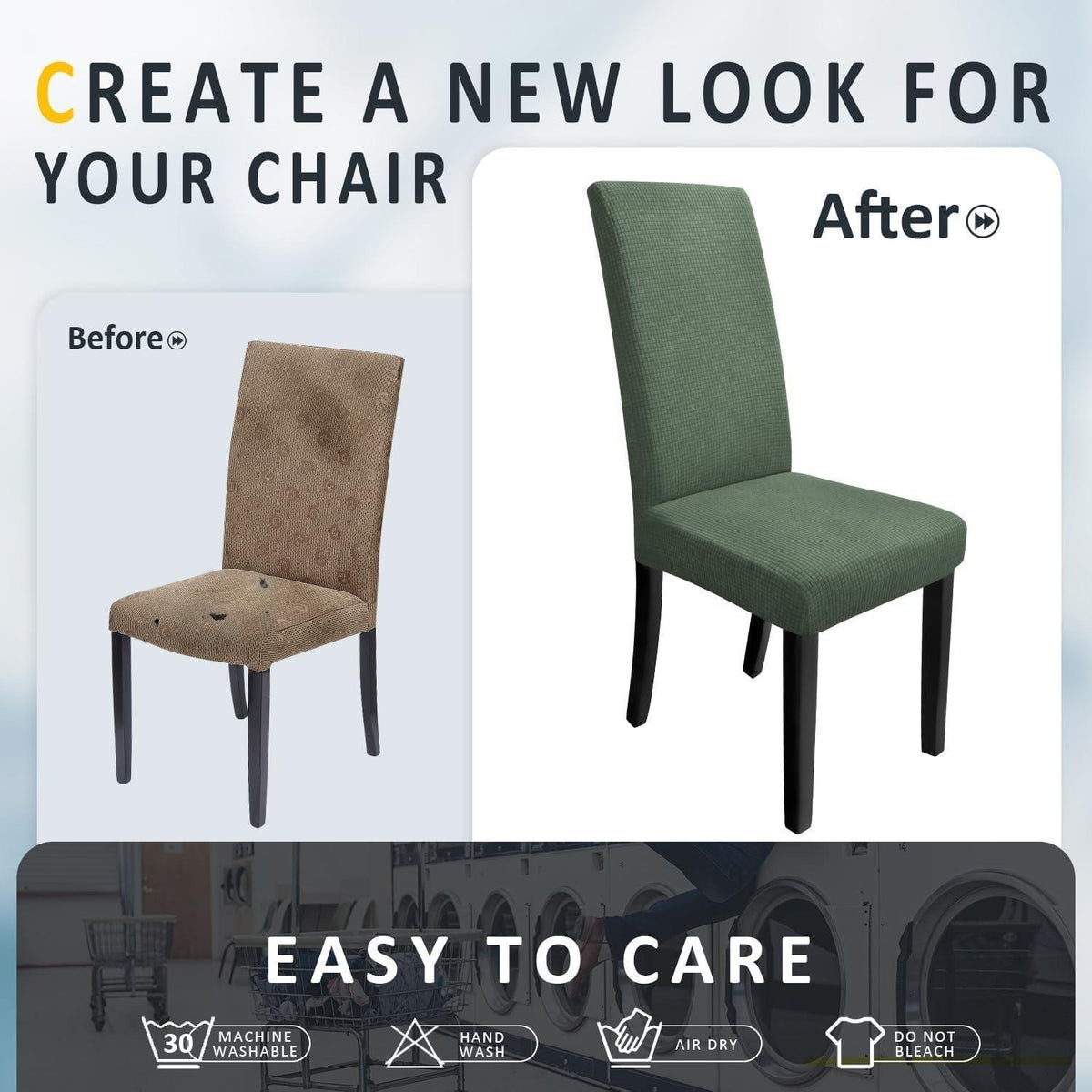 Stuhlhussen 4er-Set Stretch Spandex – Grün