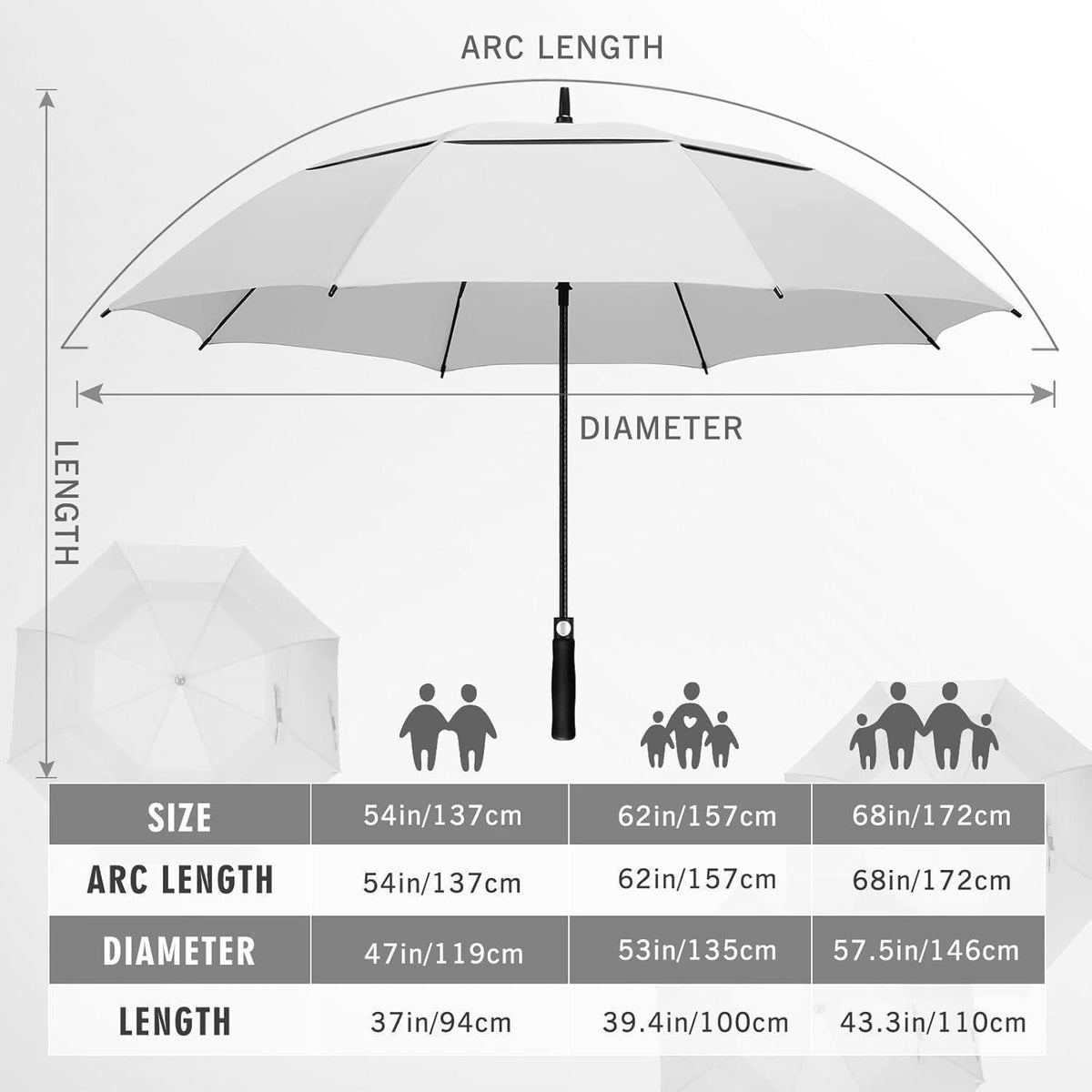 Großer Sturmfester Regenschirm XL/XXL für 2-3 Personen