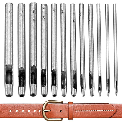 12tlg. Locher Set Edelstahl 0.5-6mm für Leder & Stoff