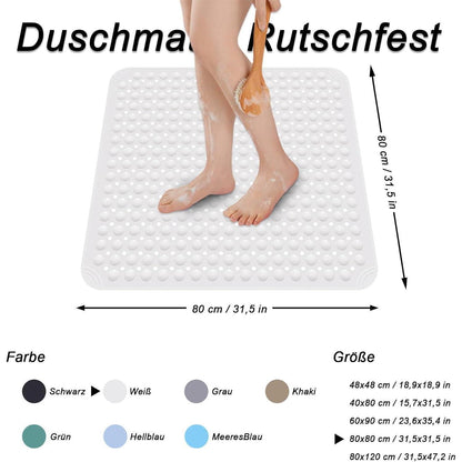 Rutschfeste Duschmatte 80x80 cm mit Saugnäpfen
