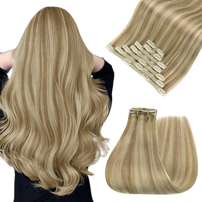 Blond Haarverlängerung Echthaar Clip-In 40cm #P16/22
