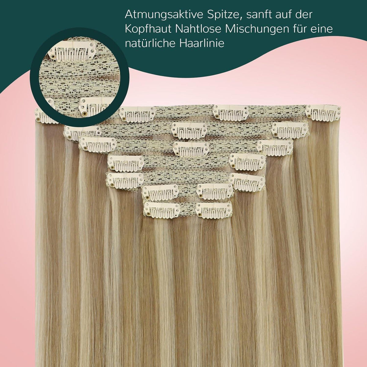 Blond Haarverlängerung Echthaar Clip-In 40cm #P16/22