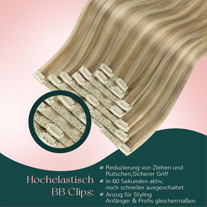 Blond Haarverlängerung Echthaar Clip-In 40cm #P16/22