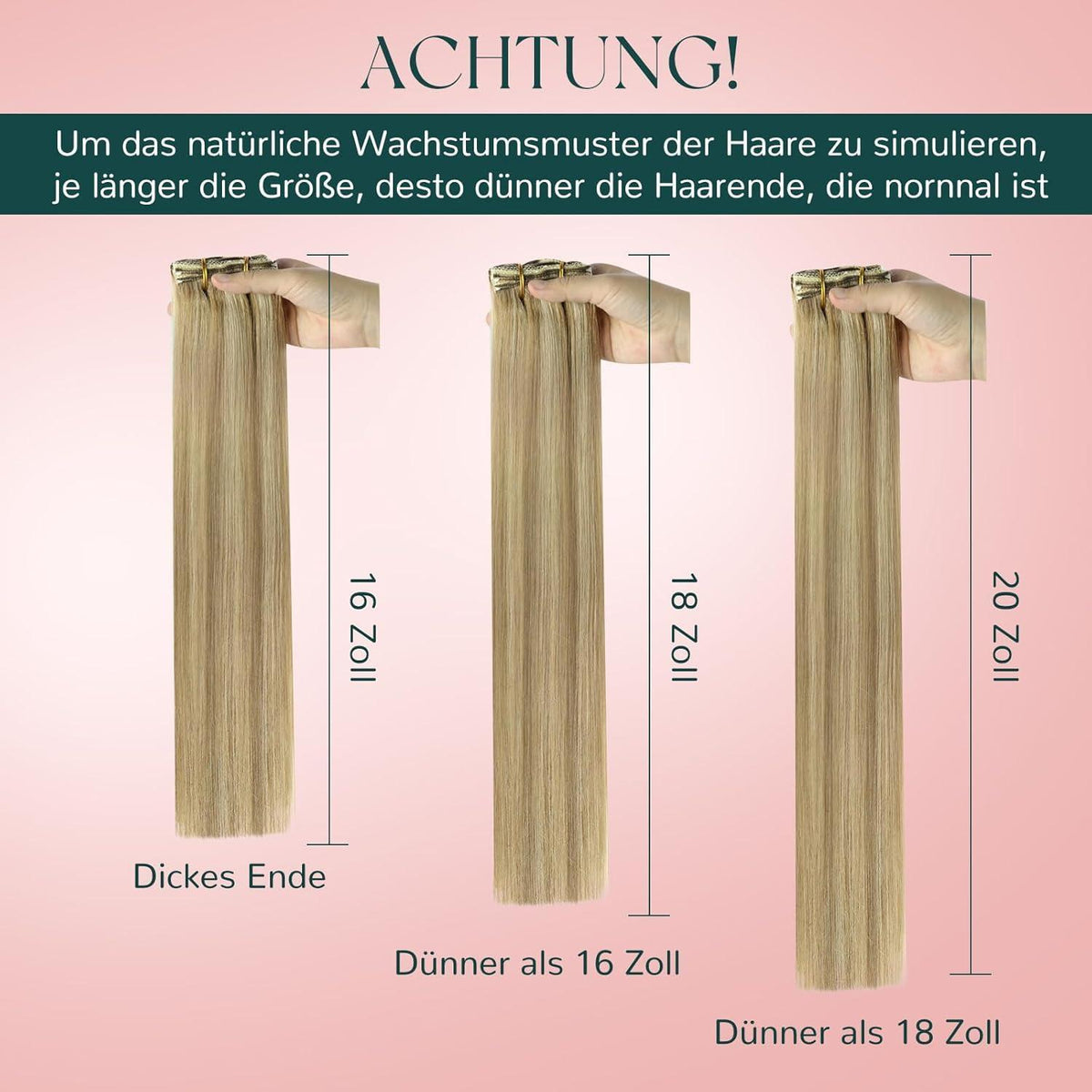 Blond Haarverlängerung Echthaar Clip-In 40cm #P16/22