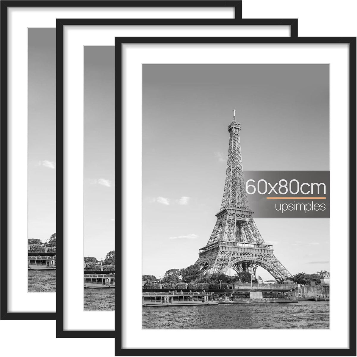 Bilderrahmen 60x80 cm Schwarz im 3er-Set