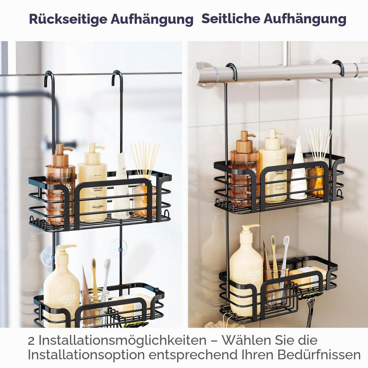 Hängende Duschablage Edelstahl – Kein Bohren für Badezimmer