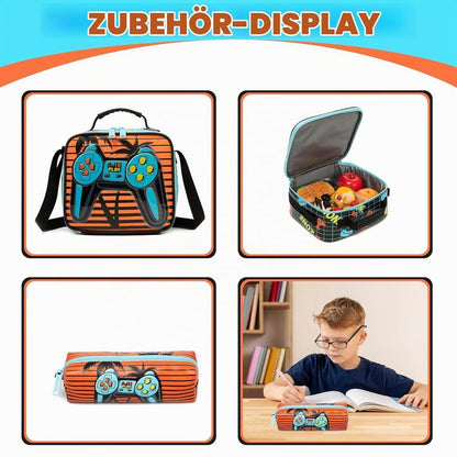Schultrolley Rucksack Kinder Orange Game – 1. Klasse