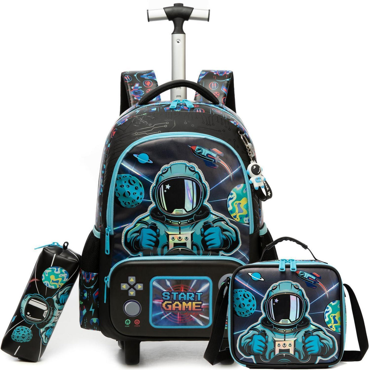Schultrolley Rucksack Kinder 2. Klasse Blau Astronaut