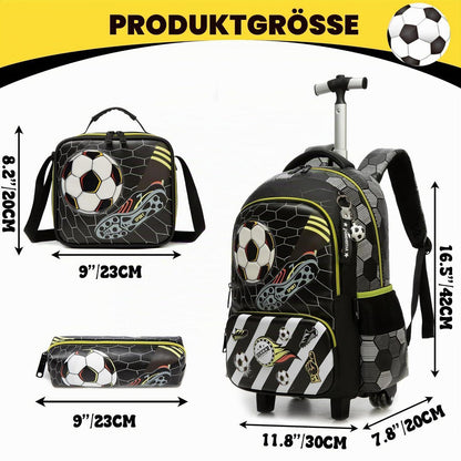 Schultrolley Rucksack mit Rollen für Kinder – Sports Football