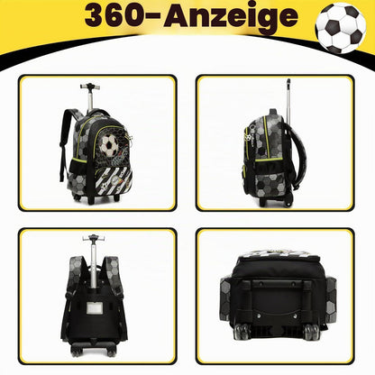 Schultrolley Rucksack mit Rollen für Kinder – Sports Football