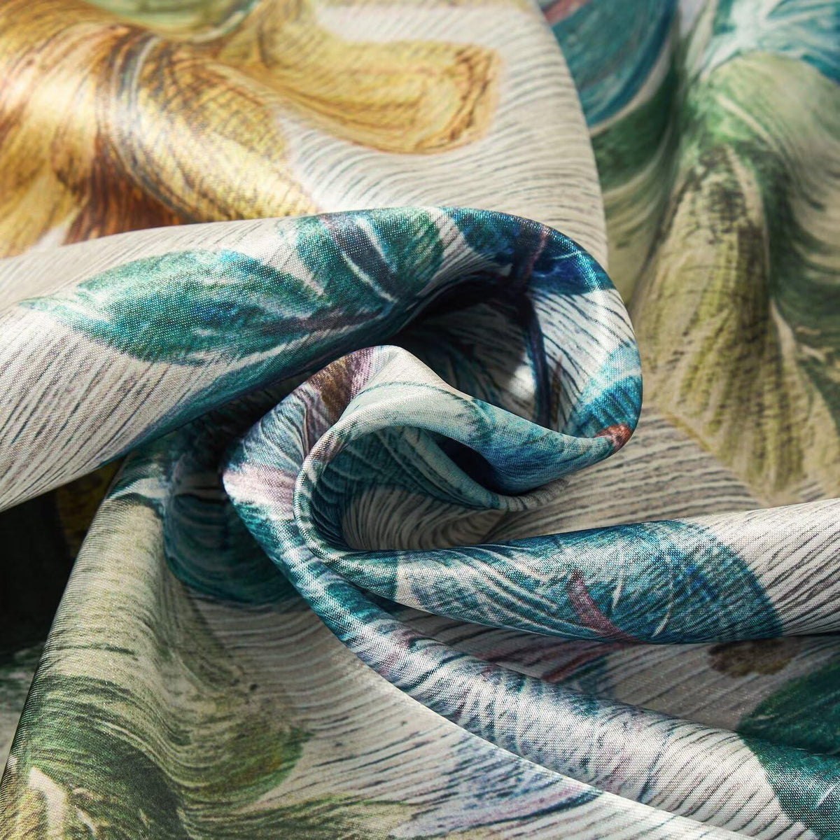 Satin Bettwäsche Set 135x200 cm, Grün, Vintage Pflanzenstil