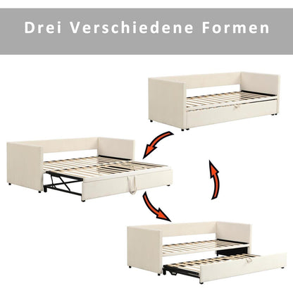 Ausziehbares Schlafsofa 90/180 x 200 cm – Beiges Bettgestell