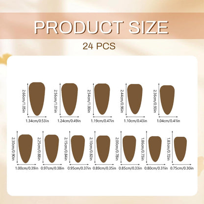 24er Set Sommer French Tips Press on Nägel Orange Glanz Gel