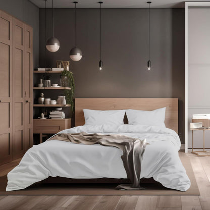 Baumwoll Bettwäsche Set 200x220 cm, Weiß, 3-teilig