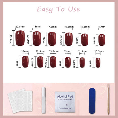24er Set Falsche Nägel mit Farbverlauf & Diamanten – French Design