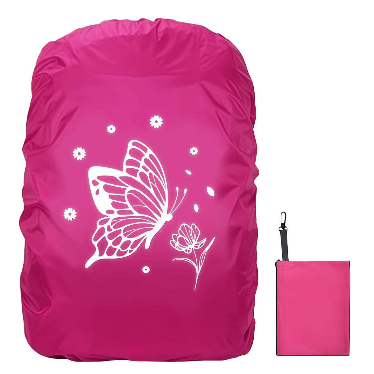 Regenschutz Rucksack Kinder 30-40L Wasserdicht mit Reflektoren Rot