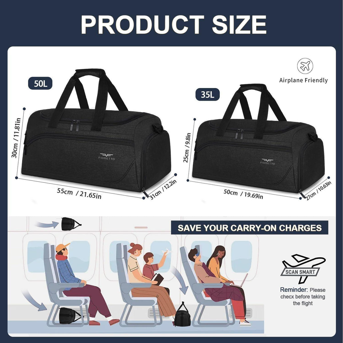 Sport- und Reisetasche 50L mit Schuhfach, wasserdicht