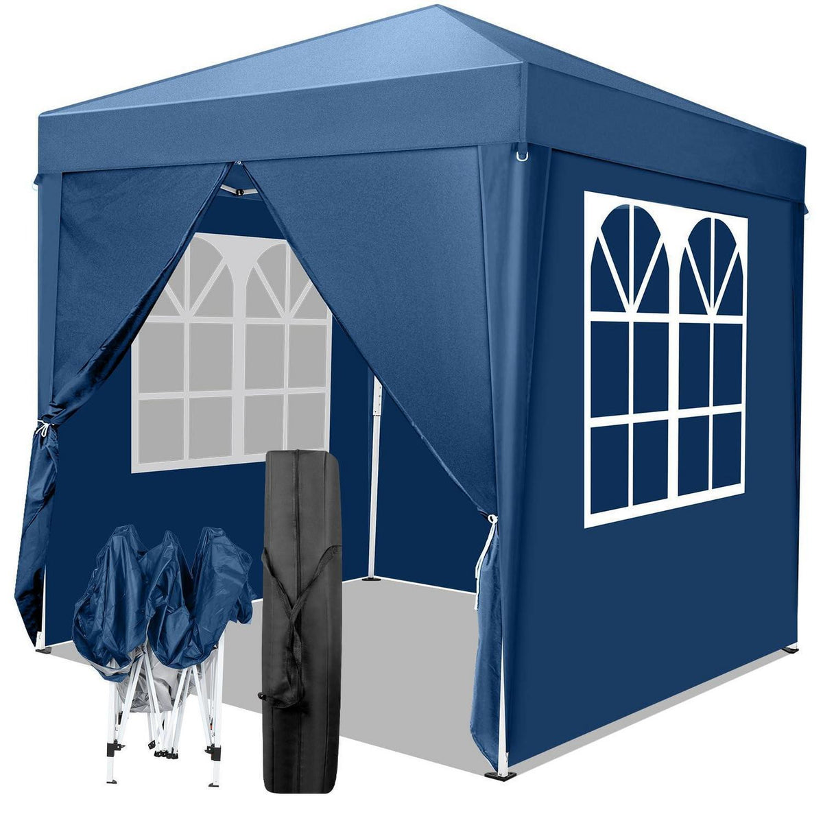 2x2m Faltpavillon Blau mit 4 Seitenteilen – Wasserdicht & Stabil