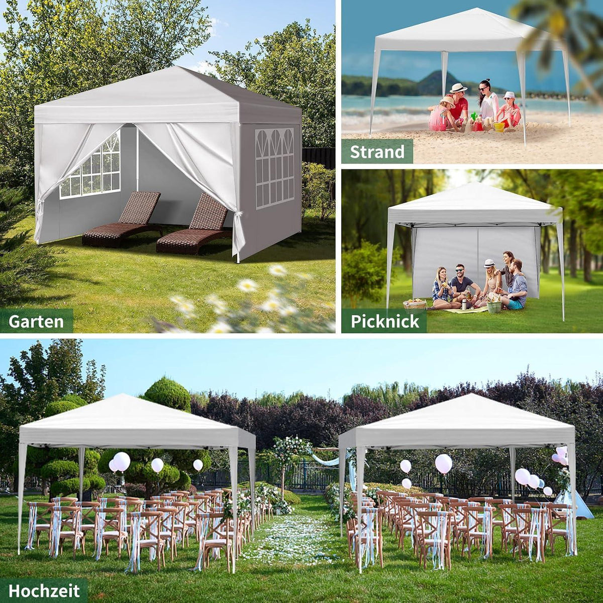 3x3m Faltpavillon – Wasserdicht, Stabil & UV-Schutz für Garten & Camping