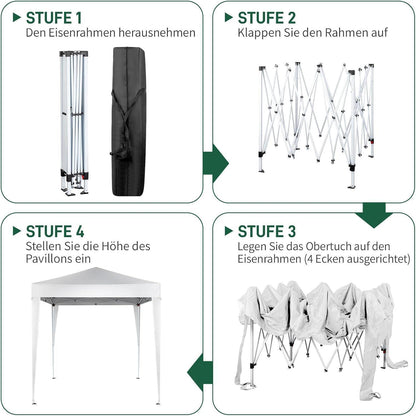 Faltpavillon 2x2m – Wasserdicht, Stabil & UV-Schutz für Garten & Camping
