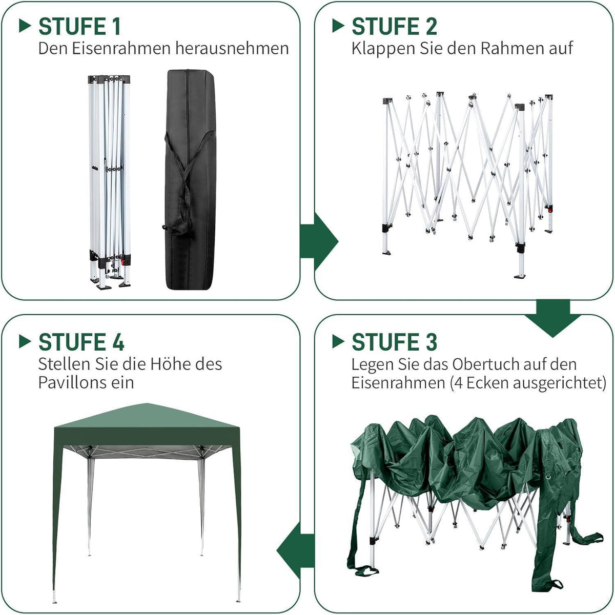 Faltpavillon 2x2m – Wasserdicht, Stabil & UV-Schutz für Garten & Camping