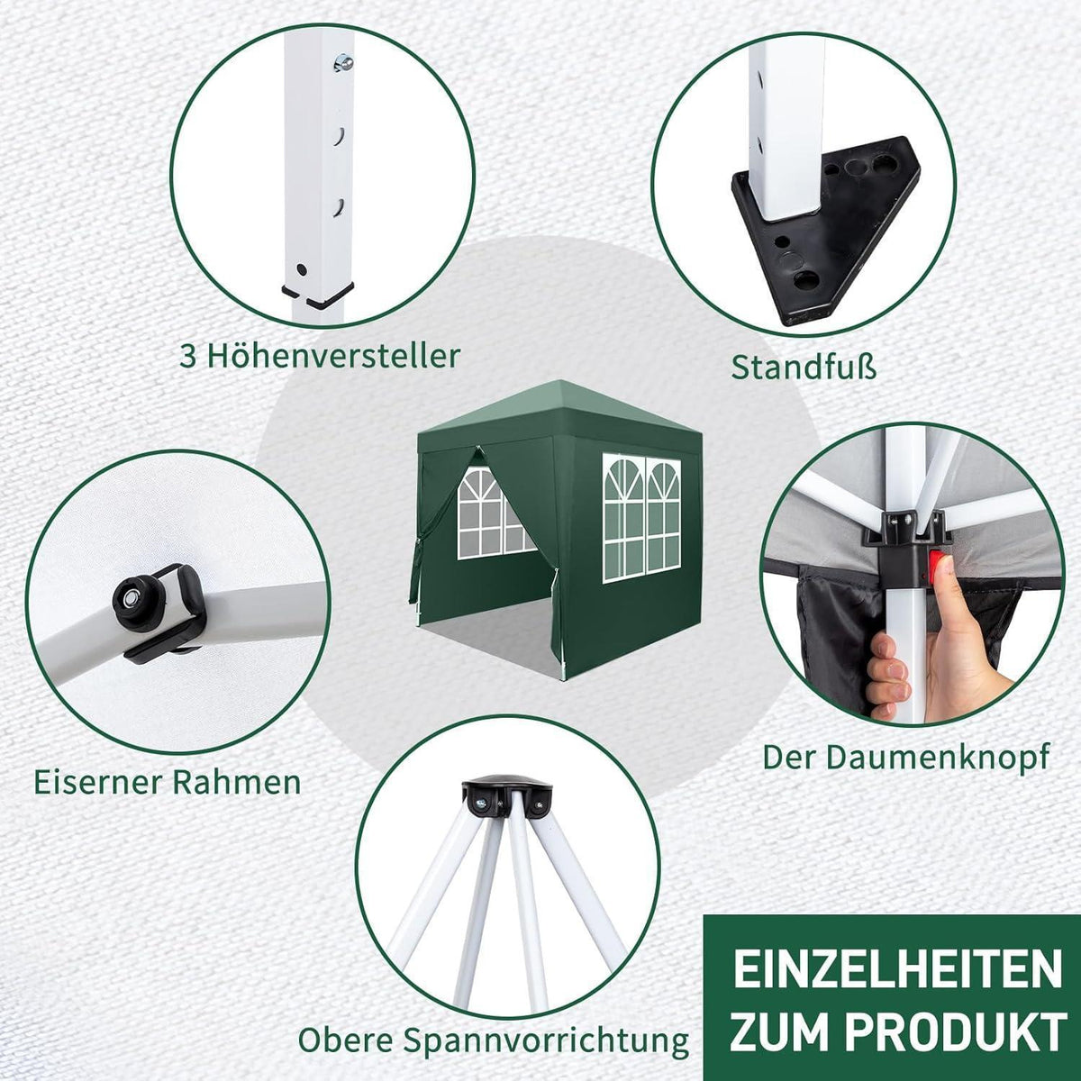 Faltpavillon 2x2m – Wasserdicht, Stabil & UV-Schutz für Garten & Camping