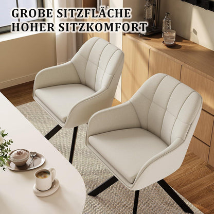 Drehstuhl Esszimmer Beige – 4er Set, Polsterstuhl mit Kratzschutz