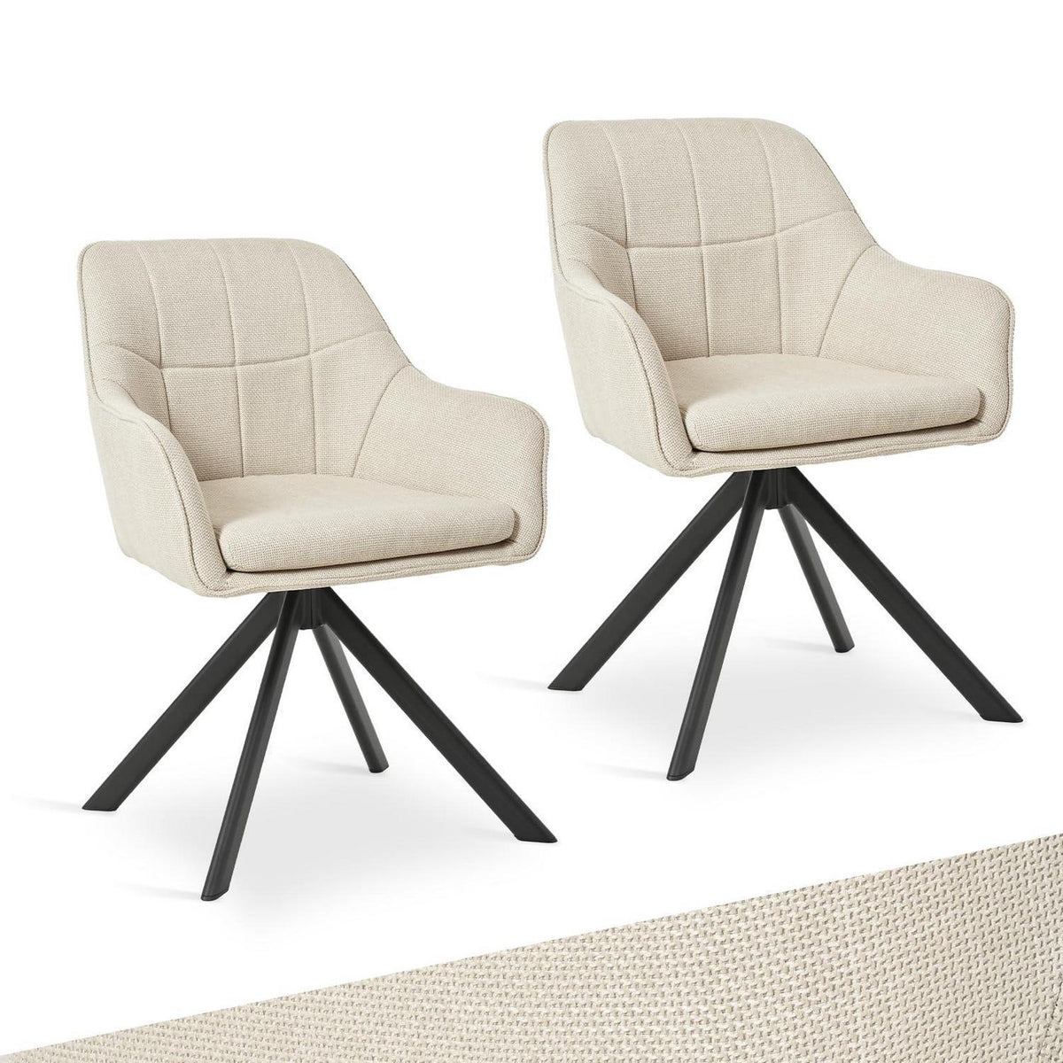 Drehstuhl Esszimmer Beige 2er Set – Ergonomisch & Kratzschutz