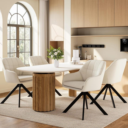 Drehstuhl Esszimmer Beige 2er Set – Ergonomisch & Kratzschutz