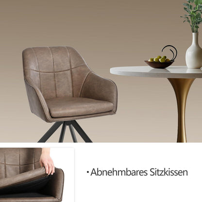 Drehbarer Esszimmerstuhl mit Armlehne – Dunkelbraun, 4er Set