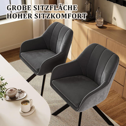 Drehbarer Esszimmerstuhl Set Grau – 6er Polsterstuhl mit Kratzschutz
