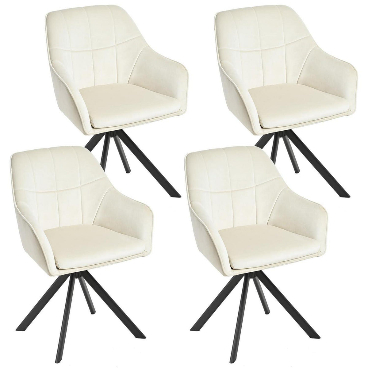 Drehbarer Esszimmerstuhl Set Creme – 4er Polsterstuhl mit Armlehne
