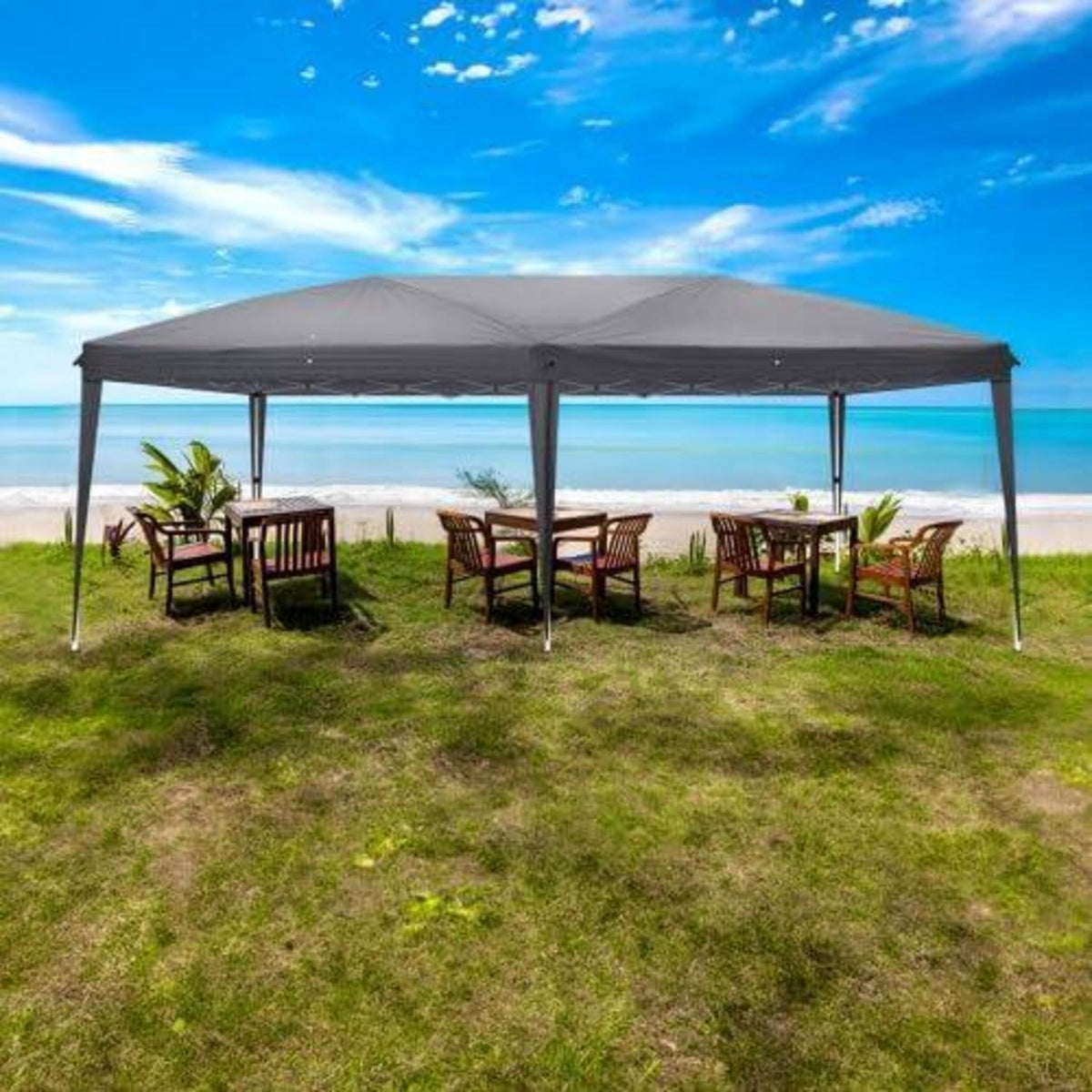 Bonnlo Gazebo 3x6m – Höhenverstellbares Partyzelt mit Seitenteilen