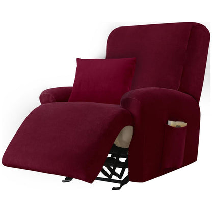 Stretch Sesselbezug Samt Rot, 1 Sitzer | Waschbar & Fleckenresistent