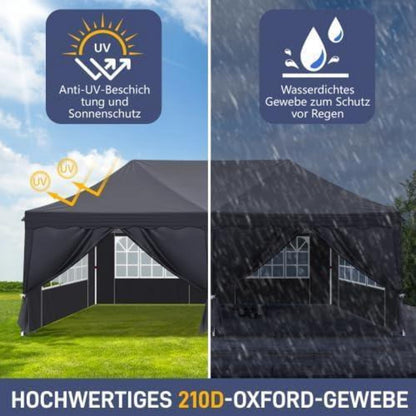 Bonnlo Gazebo 3x6m – Höhenverstellbares Partyzelt mit Seitenteilen